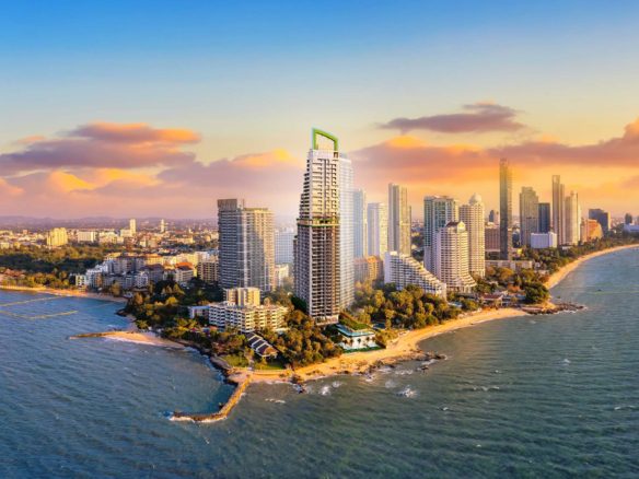 The Riviera Palm Beach tower on the Wongamat headland, developer's render