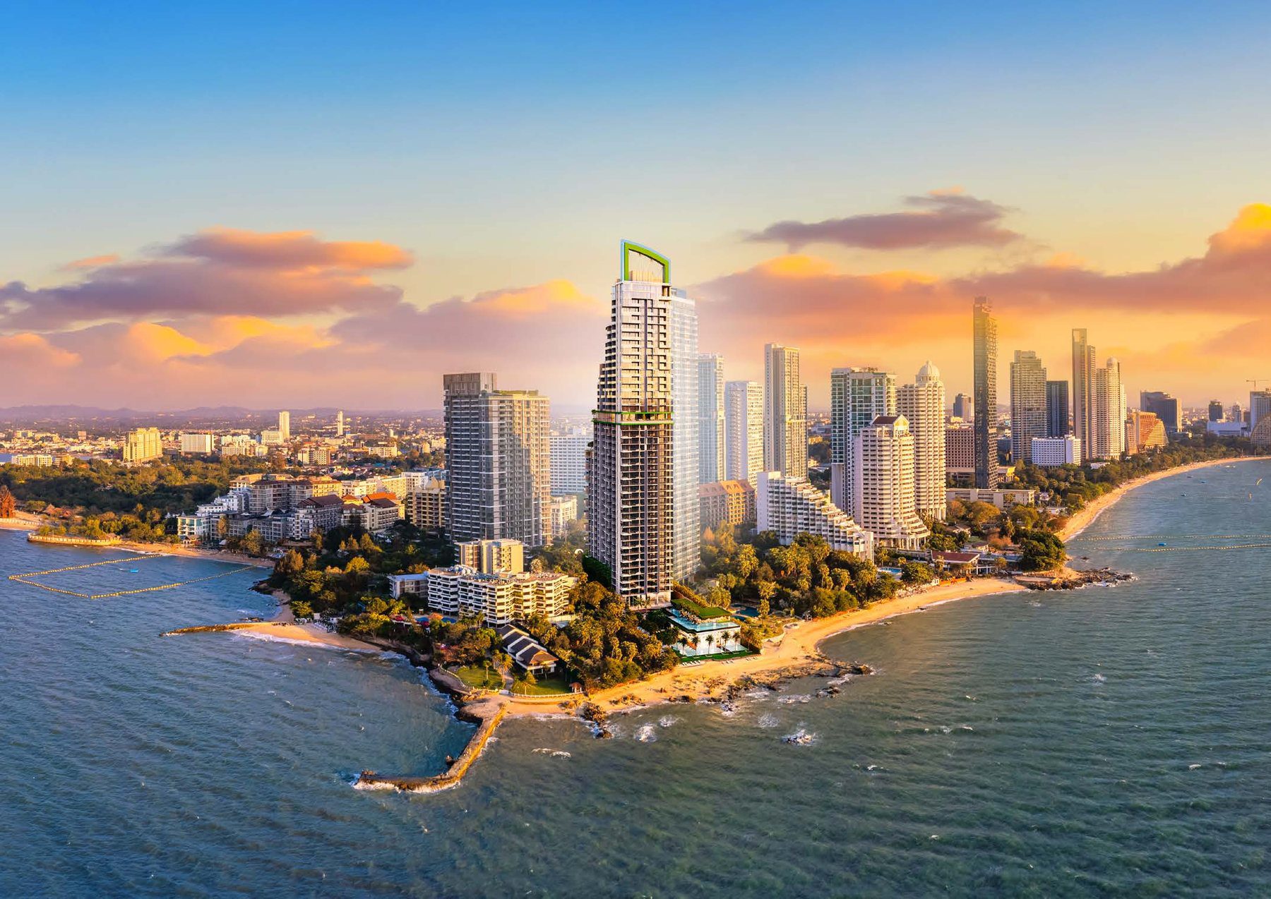 The Riviera Palm Beach tower on the Wongamat headland, developer's render